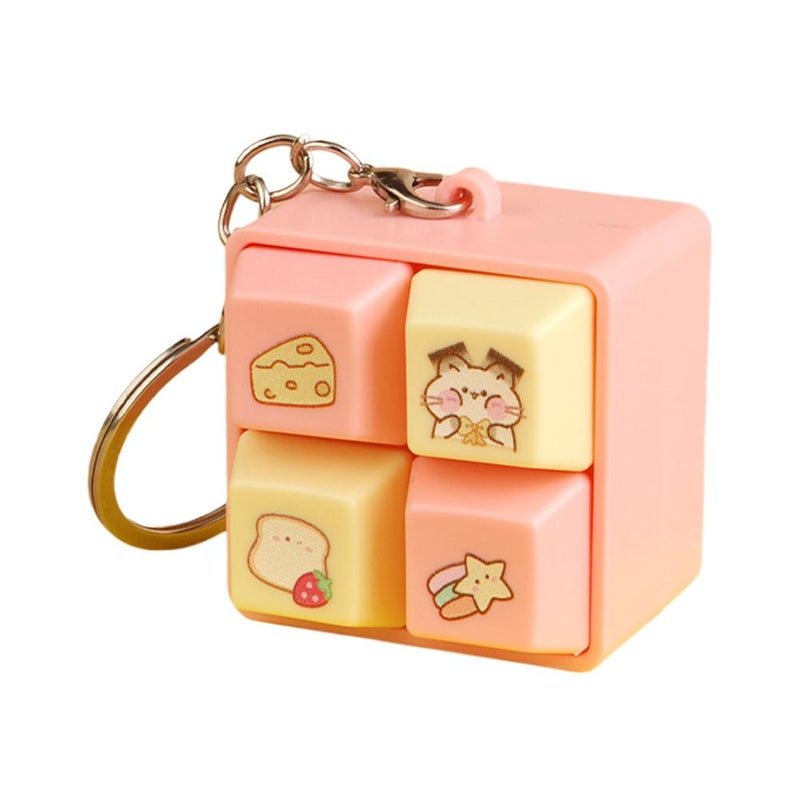 Creative four-square grid merit button keychain electronic wooden fish ornament decompression children's toy backpack pendant wholesale